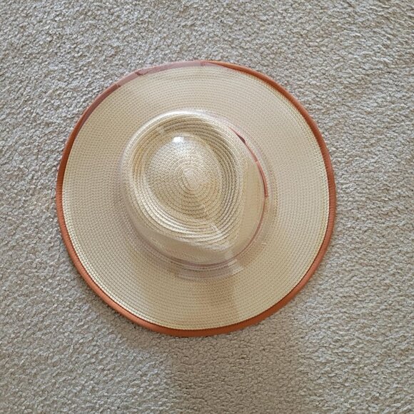 Neiman Marcus Orange Panama Rancher Wide Brim Sun Hat - Picture 3 of 6